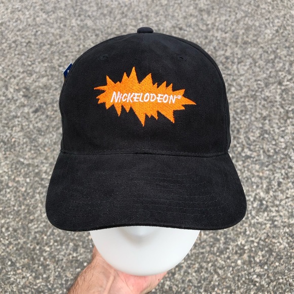 Vtg Nickelodeon Iconic Logo Deadstock Black Hat with Original Tag Attached - Picture 2 of 9
